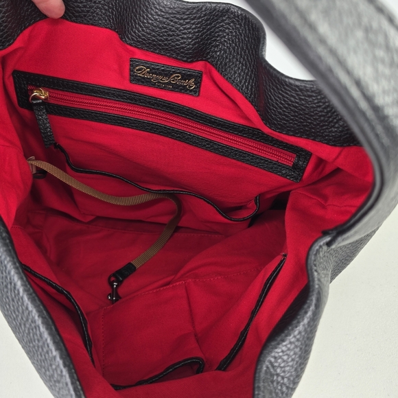 Dooney & Bourke Large Pebble Grain Logo Lock Hobo Bag in Black Leather - Picture 10 of 14